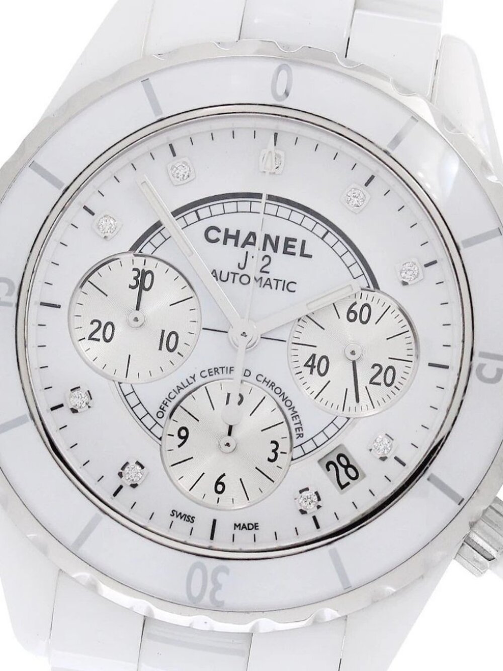 CHANEL J12 white ceramic H2009 9P diamond chronograph Automatic Men's_958300